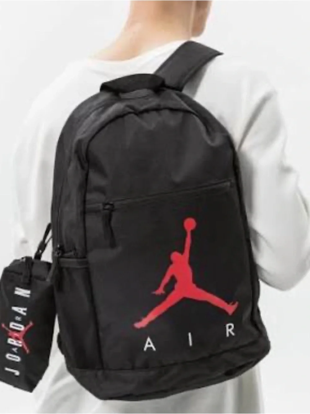 Jordan Black Backpack with Red Jumpman Logo and Pencil Case